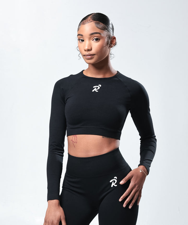 CORE CROPPED LONG SLEEVE - BLACK